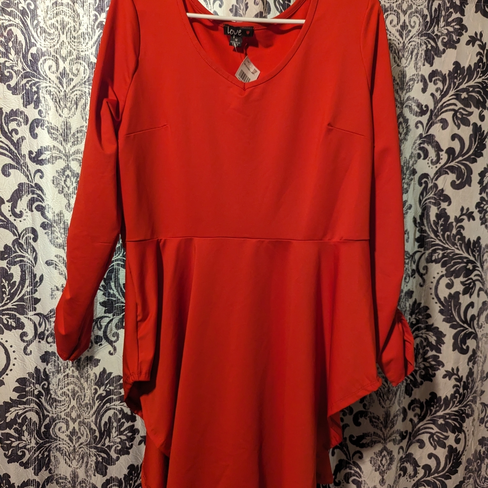 Love Vibrant Red Long Sleeve Dress